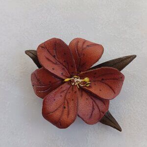 Vintage Leather Flower pin